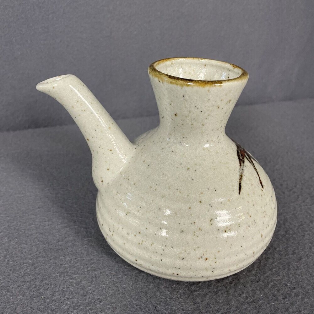 VTG JAPANESE STONEWARE SAKE WARMING JAG BOTTLE POTTERY BROWN APX.4.25"H - Picture 5 of 7